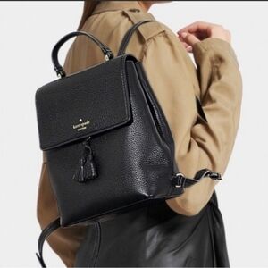 Kate Spade Black Pebbled Leather Tassel Backpack - Pre-owned